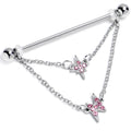 BodyCandy 14G Pink Gem Starry Lightning Chain Dangle Industrial Barbell 38mm — main product shot