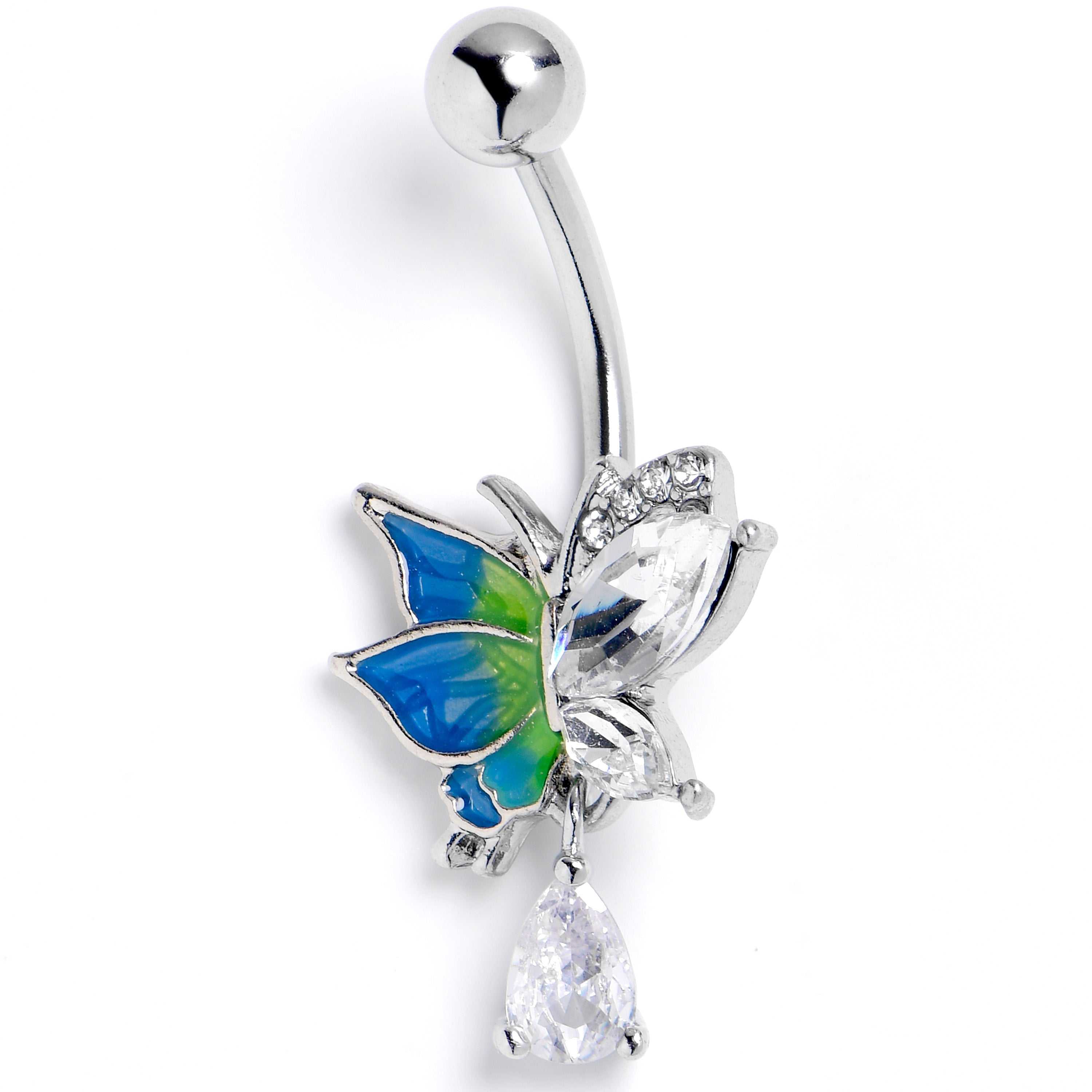 BodyCandy Clear CZ Gem Dazzling Beauty Butterfly Dangle Belly Ring — main product shot