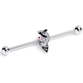 14G Clear Gem Crescent Moon Witch Industrial Barbell 38mm