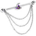 BodyCandy 14G Aurora Gem Butterfly Purple Beauty Dangle Industrial Barbell 38mm — main product shot