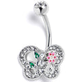 BodyCandy Clear Pink Gem Floral Butterfly Belly Ring — main product shot