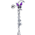 BodyCandy 16G 1/4 Clear Gem Butterfly Purple Beauty Dangle Cartilage Earring — main product shot