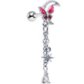 BodyCandy 16G 1/4 Clear Gem Butterfly Pink Beauty Dangle Cartilage Earring — main product shot