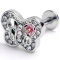 BodyCandy 16G 5/16 Clear Pink Gem Floral Butterfly Labret Monroe Tragus — main product shot