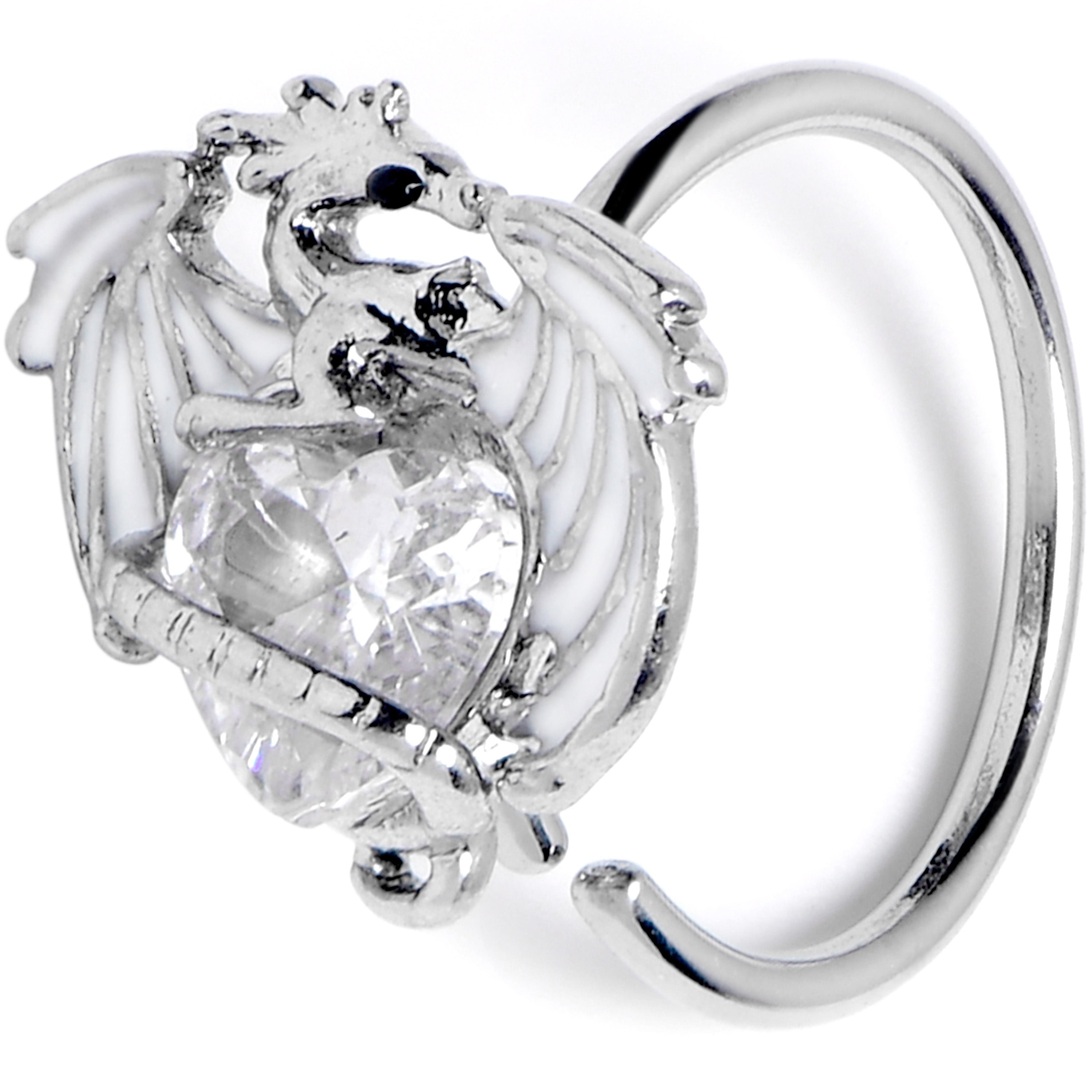 BodyCandy 20G 5/16 Clear Gem Heart of Dragon Nose Hoop — main product shot
