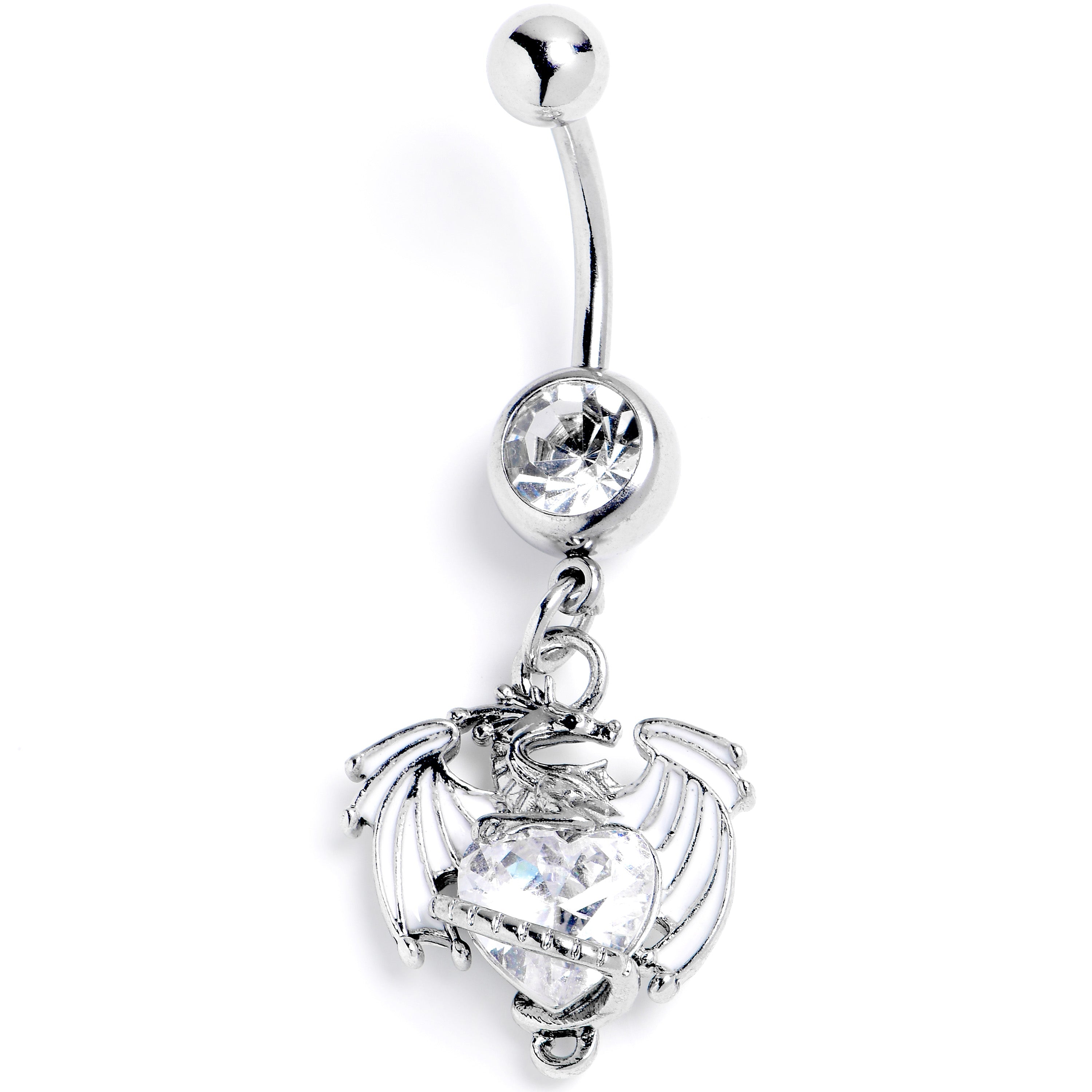 BodyCandy Clear Gem Heart of Dragon Dangle Belly Ring — main product shot