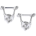 BodyCandy 14G 9/16 Clear CZ Gem Heart of Dragon Dangle Nipple Ring Set — main product shot