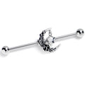 BodyCandy 14G Clear Gem Ornate Moon Star Industrial Barbell 38mm — main product shot