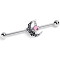BodyCandy 14G Pink Gem Ornate Moon Star Industrial Barbell 38mm — main product shot