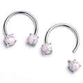 BodyCandy 14G 9/16 Pink Turquoise Internally Threaded Horseshoe Nipple Ring Set — main product shot