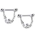 BodyCandy 14G 9/16 Clear Gem Scrolling Elegance Dangle Nipple Ring Set — main product shot
