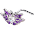 BodyCandy 20G 7mm Clear CZ Gem Heart Butterfly Purple L Shape Nose Ring — main product shot