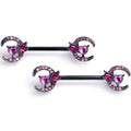 BodyCandy 14G 9/16 Pink Gem Black Butterfly Heart Moon Barbell Nipple Ring Set — main product shot