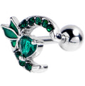 BodyCandy 16G 1/4 Green Gem Butterfly Heart Moon Cartilage Tragus Earring — main product shot
