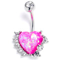 BodyCandy Pink Faux Opal Sunny Heart Belly Ring — main product shot