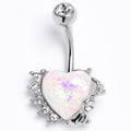 BodyCandy White Faux Opal Sunny Heart Belly Ring — main product shot