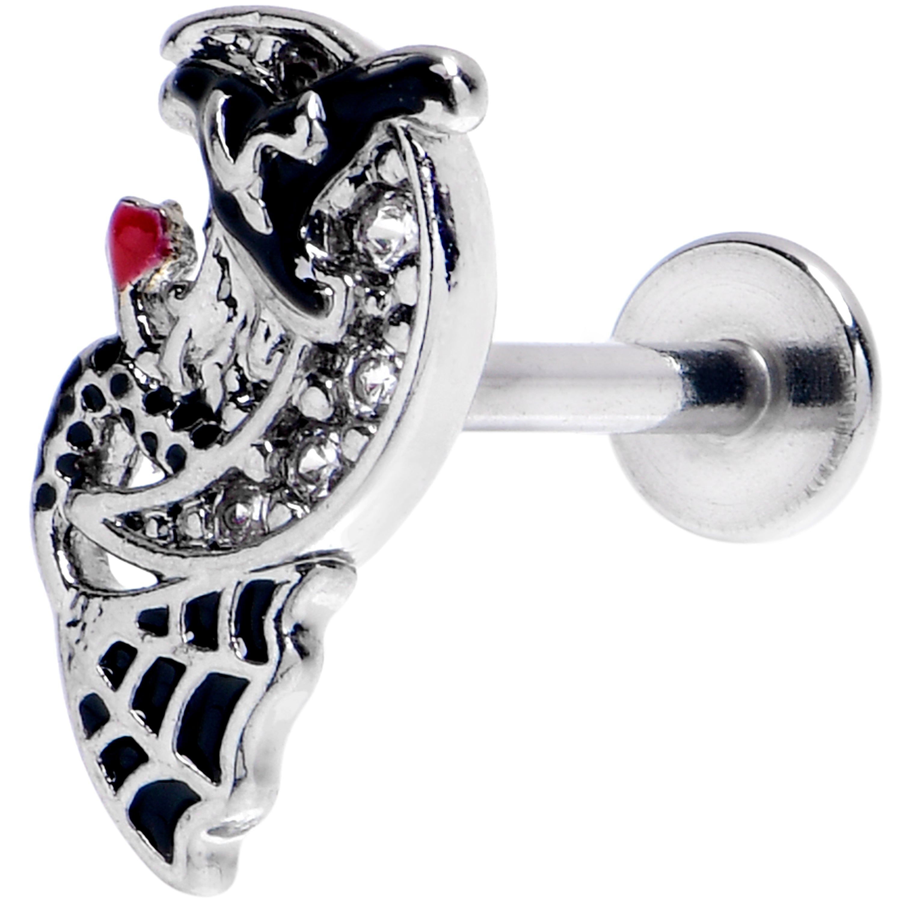 BodyCandy 16G 5/16 Clear Gem Crescent Moon Witch Labret Monroe Tragus — main product shot