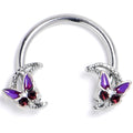 BodyCandy 16G 3/8 Clear Gem Butterfly Purple Beauty Horseshoe Circular Barbell — main product shot