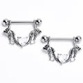 BodyCandy 14G 9/16 Clear CZ Gem Serpentine Hearts Dangle Nipple Ring Set — main product shot
