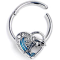 BodyCandy 16G 3/8 Clear Gem Dolphin Heart Delight Hinged Segment Ring — main product shot