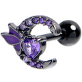BodyCandy 16G 1/4 Purple Gem Black Butterfly Moon Heart Cartilage Earring — main product shot