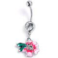 BodyCandy Clear Gem Faerie Flower Pink Dangle Belly Ring — main product shot