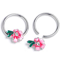 BodyCandy 14G 9/16 Clear Gem Faerie Flower Pink BCR Captive Ring Set — main product shot