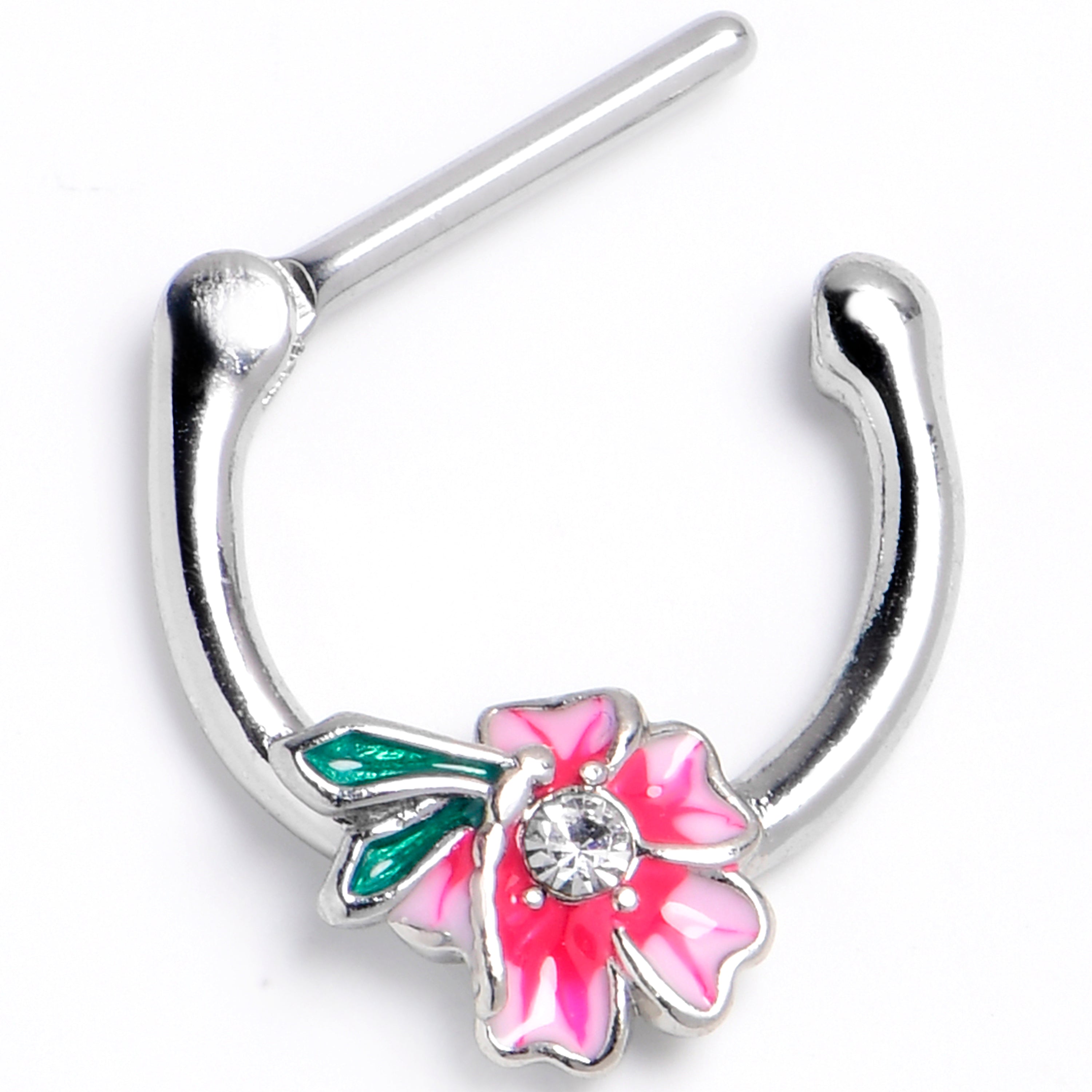 BodyCandy 16G 5/16 Clear Gem Faerie Flower Pink Cartilage Clicker — main product shot