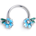 BodyCandy 16G 3/8 Clear Gem Faerie Flower Blue Horseshoe Circular Barbell — main product shot
