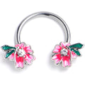 BodyCandy 16G 3/8 Clear Gem Faerie Flower Pink Horseshoe Circular Barbell — main product shot