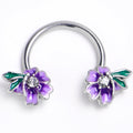 BodyCandy 16G 3/8 Clear Gem Faerie Flower Purple Horseshoe Circular Barbell — main product shot