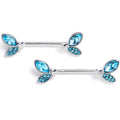 BodyCandy 14G 9/16 Blue Gem Butterfly Lover Barbell Nipple Ring Set — main product shot
