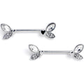 BodyCandy 14G 9/16 Clear Gem Butterfly Lover Barbell Nipple Ring Set — main product shot