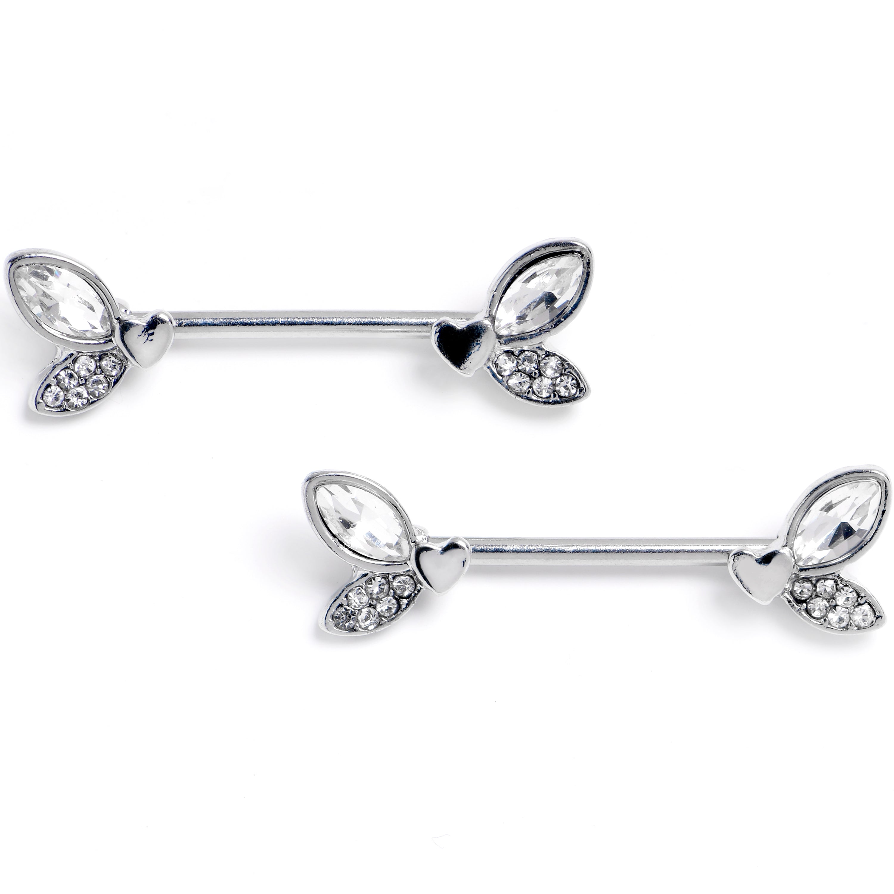BodyCandy 14G 9/16 Clear Gem Butterfly Lover Barbell Nipple Ring Set — main product shot