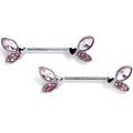 BodyCandy 14G 9/16 Pink Gem Butterfly Lover Barbell Nipple Ring Set — main product shot