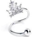 BodyCandy 16G 3/8 Clear Gem Crown Heart Spiral Twister Belly Ring — main product shot