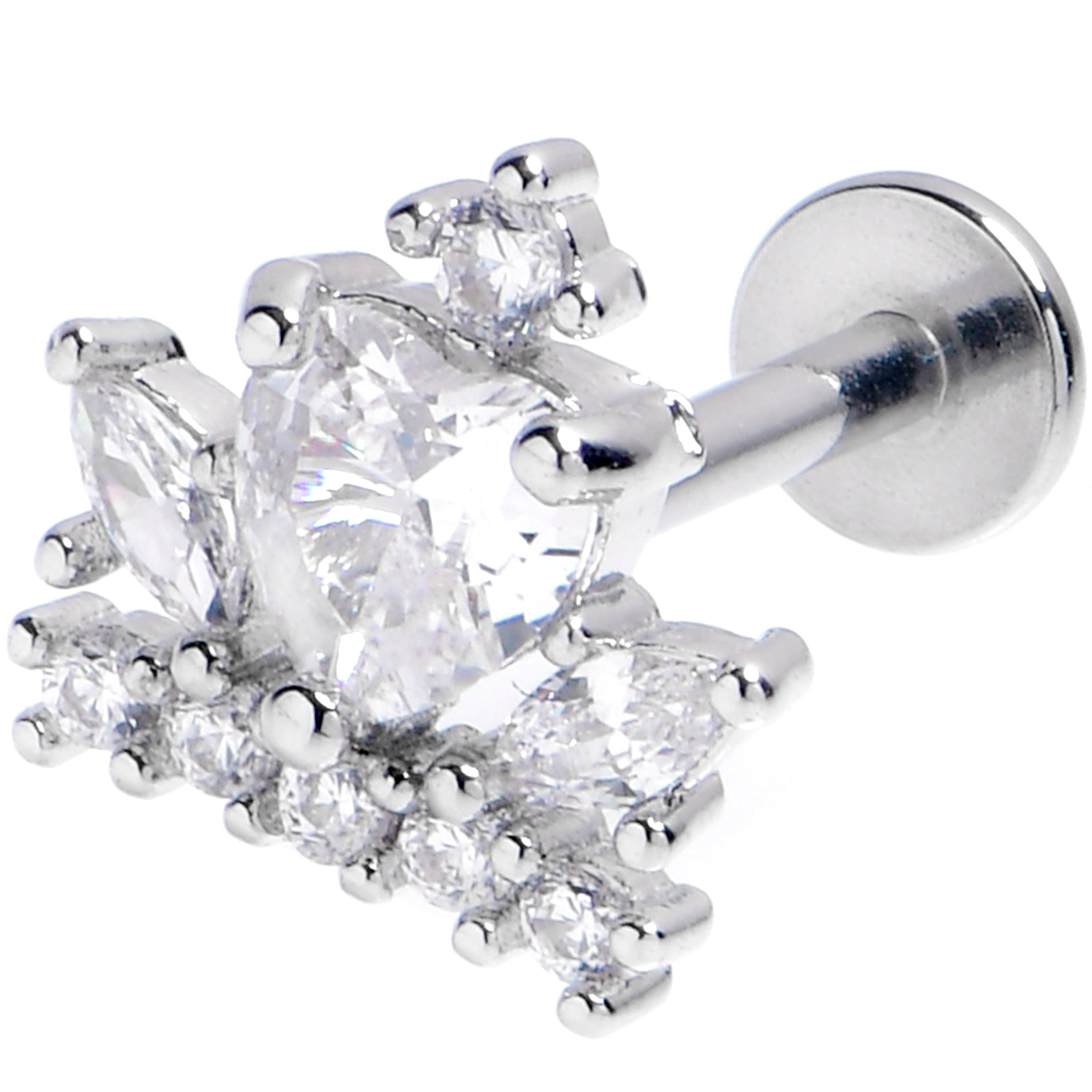 BodyCandy 16G 5/16 Clear CZ Gem Crown Heart Labret Monroe Tragus — main product shot