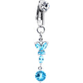 BodyCandy Blue CZ Gem Butterfly Baroque Drop Dangle Clip on Fake Belly Ring — main product shot