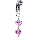 BodyCandy Pink CZ Gem Hearts Dangle Clip on Fake Belly Ring — main product shot