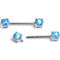 BodyCandy 14G 9/16 Blue Faux Opal Internally Threaded Barbell Nipple Ring Set — main product shot