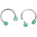 BodyCandy 16G 3/8 Lt Green Faux Opal Internally Threaded Horseshoe Nipple Ring Set — main product shot