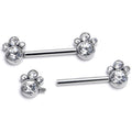 BodyCandy 14G 9/16 Clear CZ Gem Quartet Internally Threaded Nipple Ring Set — main product shot