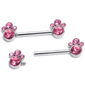 BodyCandy 14G 9/16 Pink CZ Gem Quartet Internally Threaded Nipple Ring Set — main product shot