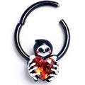 BodyCandy 16G 3/8 Red Gem Black Skeleton Heart Hinged Segment Ring — main product shot
