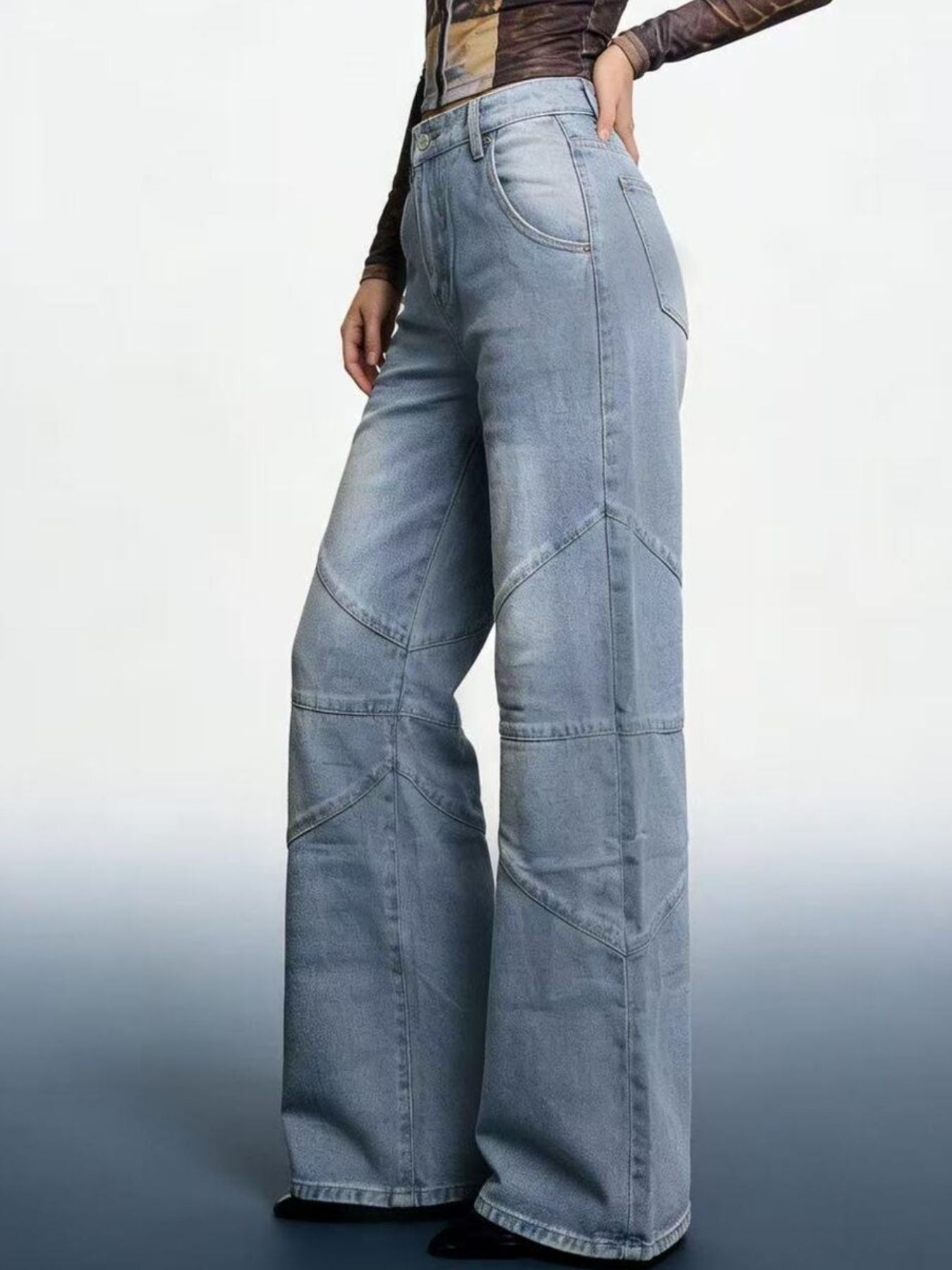 Vintage Wash Wide Leg Jeans