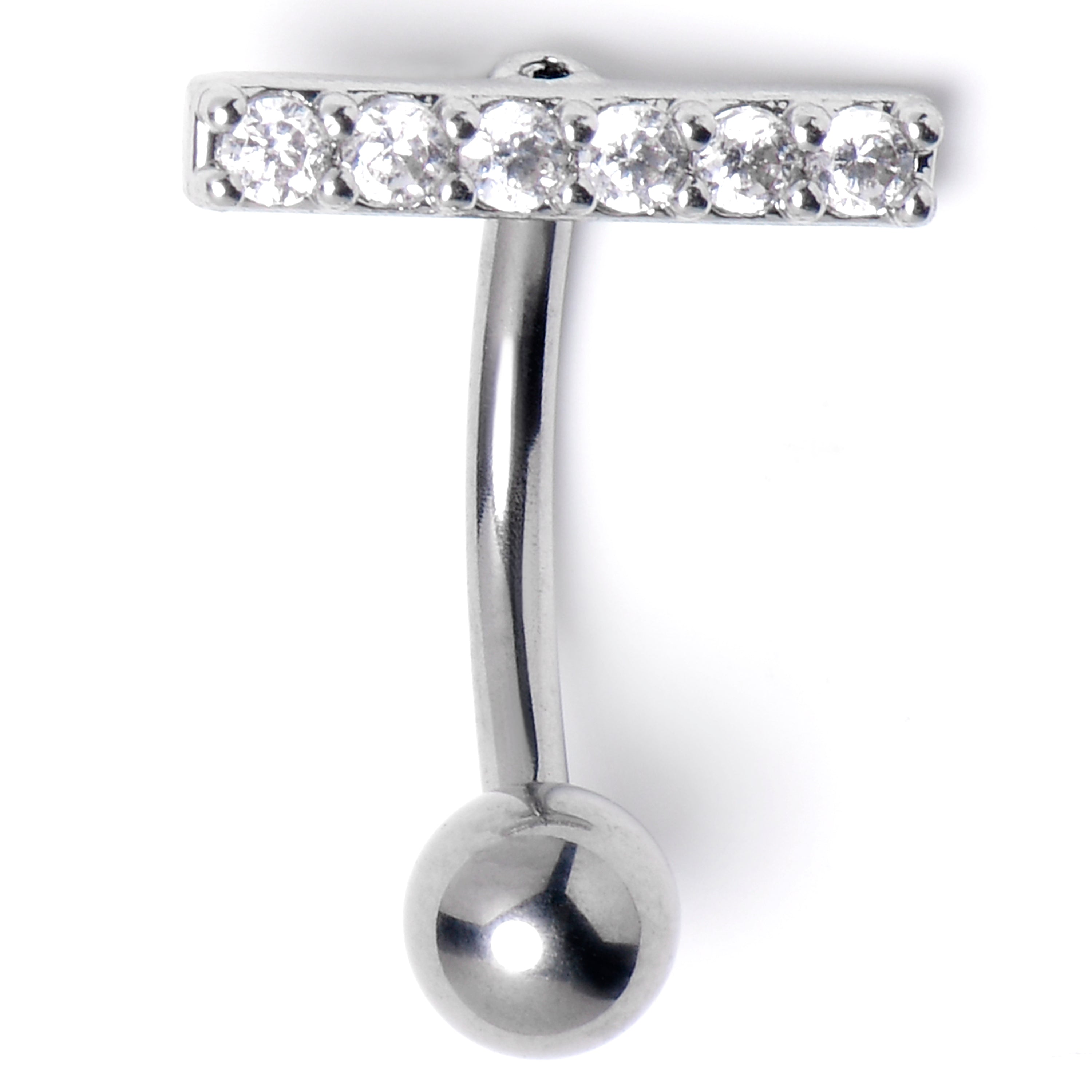 BodyCandy Clear CZ Gem Luxe Bar Belly Ring — main product shot