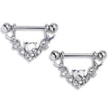 BodyCandy 14G 9/16 Clear Gem Winged Hearts Angel Dangle Nipple Ring Set — main product shot
