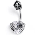 BodyCandy Clear Gem Grim Reaper Heart Double Mount Belly Ring — main product shot