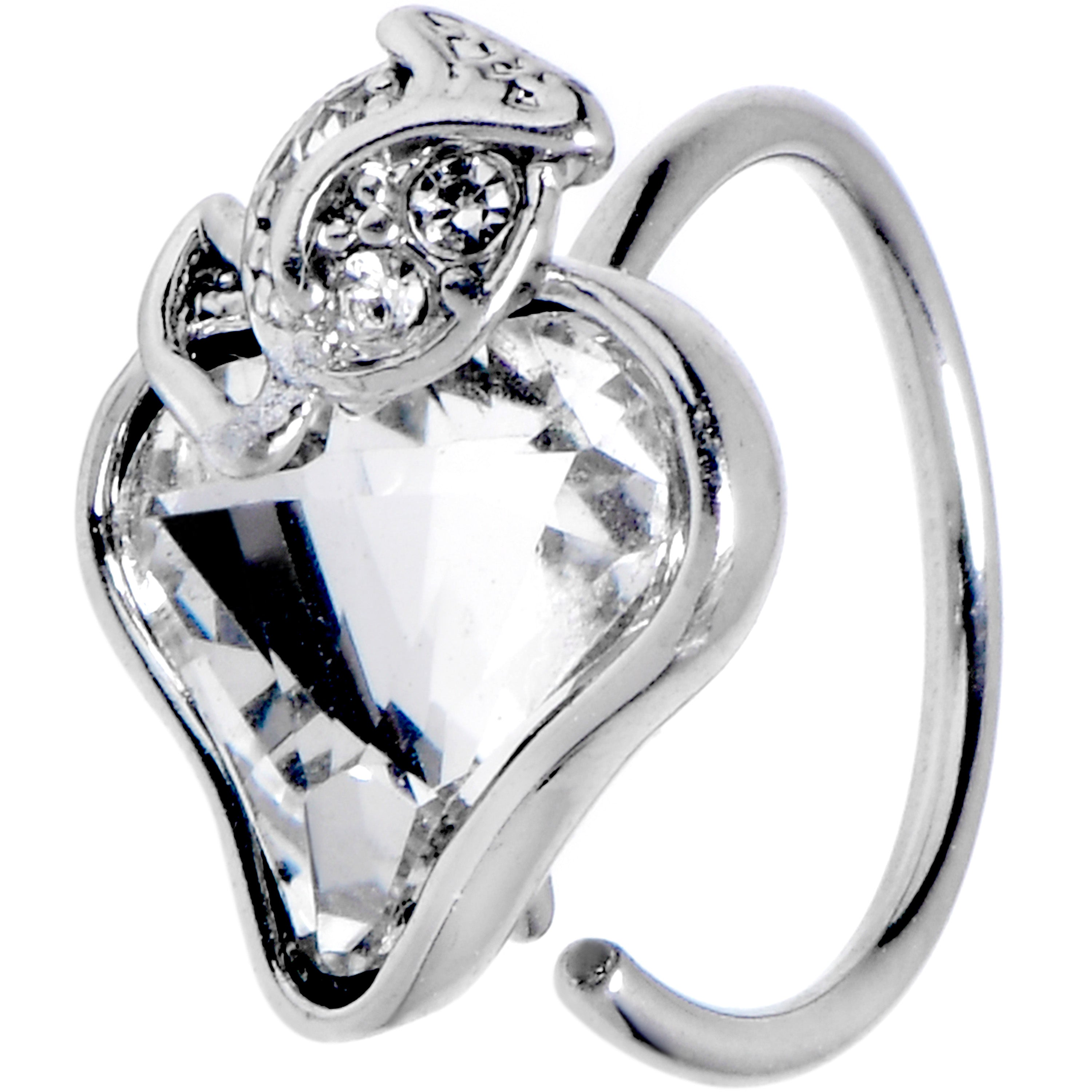 BodyCandy 20G 5/16 Clear Gem Strawberry Love Nose Hoop — main product shot