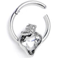 BodyCandy 16G 3/8 Clear Gem Strawberry Love Hinged Segment Ring — main product shot